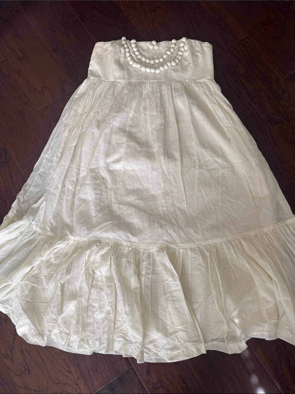 GAP Strapless Cream Sundress with Decorative Bead Detail